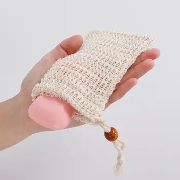 

Ramie Shower Exfoliator Sponge Pouch Drawstring Hanging Soap Mesh Bag