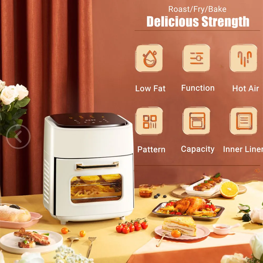 1400W Multi Electric Air Fryer Oven 15L Rotisserie Dehydrator Without Oil Cooking LED Digital Touchscreen，6in1 Deep Fryers |