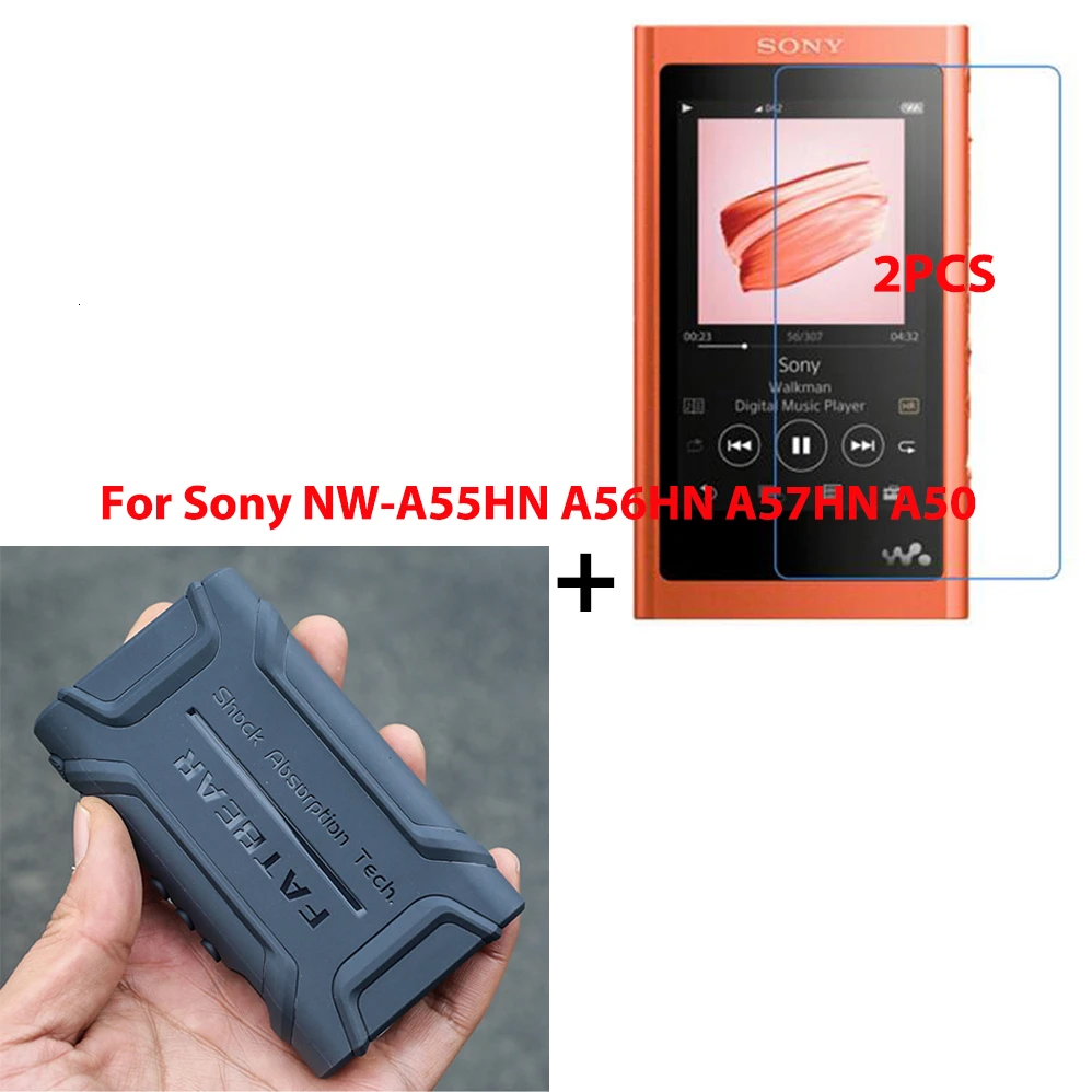 2 упаковки для sony Walkman NW-A55HN A56HN A57HN A50 A55 A56 A57 MP3-плеер защитная пленка и противоударный мягкий силиконовый чехол