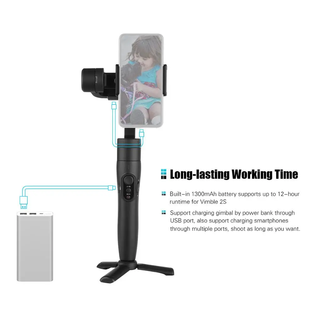  Feiyu Vimble 2S 3-Axis Handheld Gimbal Stabilizer for iPhone 11 Pro Xs Max XR X Smartphone Samsung 