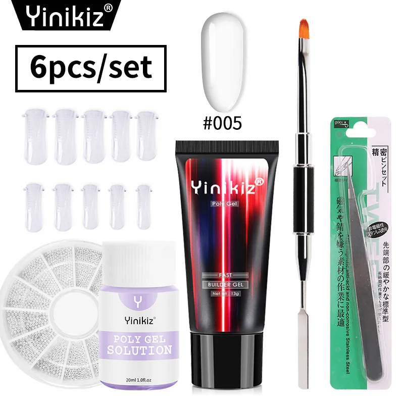 Yinkiz 6 шт. набор для ногтей полигель для наращивания пальцев 9 цветов полигель набор для быстрого строительства ногтей советы для наращивания камуфляж УФ-гель для наращивания - Цвет: S12605