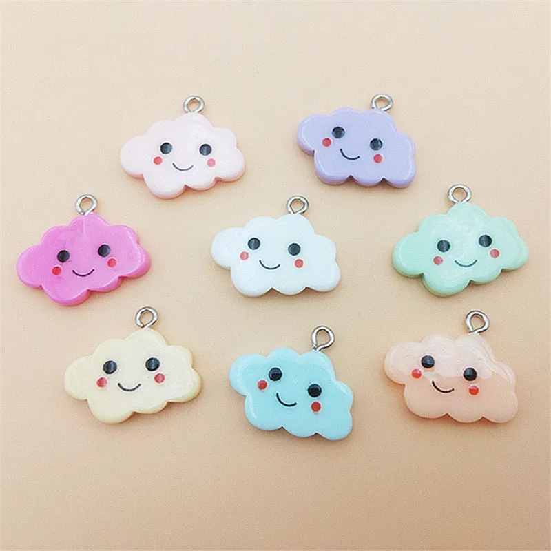 10pcs Lovely Clouds DIY Earring Pendants Jewelry Finding Resin Smiling