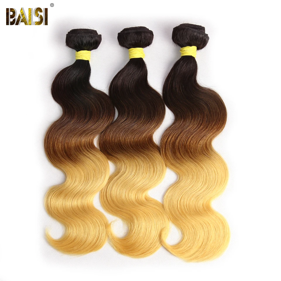 BAISI волосы бразильские виргинские волосы объемная волна 3 пучка Омбре Человеческие волосы Remy для наращивания