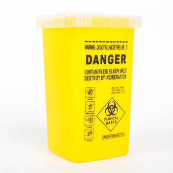 

1PCS Yellow Tattoo Medical Plastic Sharps Container Biohazard Needle Disposal 1 Size Waste Box For Tattooing Accessories