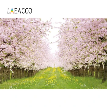 

Laeacco Romantic Scenery Flowers Tree Lawn Wedding Portrait Props Photography Background Photographic Backdrops For Photocall