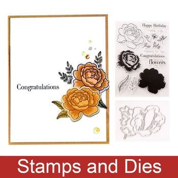 

Flower Rose Metal Cutting Dies and Stamp Templates for DIY Scrapbooking Album Transparent Silicone Decorative Stamp