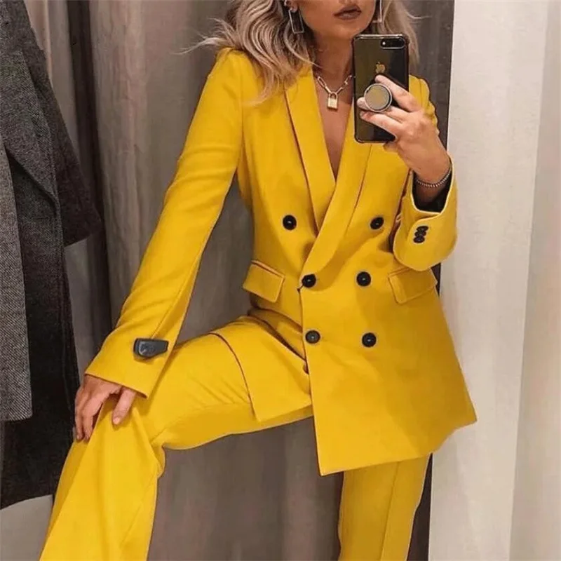 Осень, стиль, европейский и американский стиль, AliExpress, INS, стиль, женское платье, двубортный пиджак средней длины