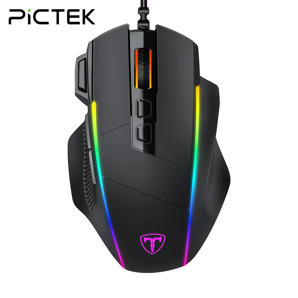 Pictek-人間工学に基づいた有線ゲーミングマウス,8つのプログラム可能なボタン,8000 dpi rgbバックライト付き,ゲーマー用