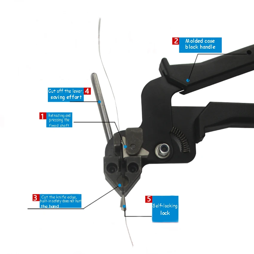 Self-locking Stainless Steel Cable Tie Pliers Cutter Fastening Hand Tool Tightening Retractor for Cable Tie of Width Within 12mm