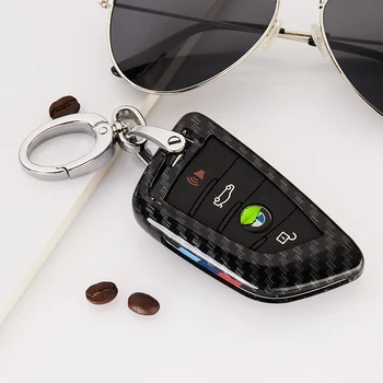 

Glossy Carbon fiber ABS Car Key Case For BMW g30 X5 F15 X6 F16 2015 X1 X3 525i M760 740 73 F15 F48 Auto Key Ring Chain Buckle