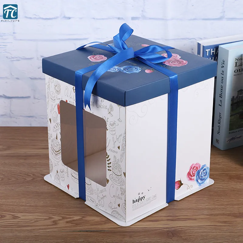 5 шт. увеличивающая коробка для праздничного торта 6/8 дюймов окна упаковочные коробки торт прозрачный подарок свадьба пылезащитный выставочный хранения