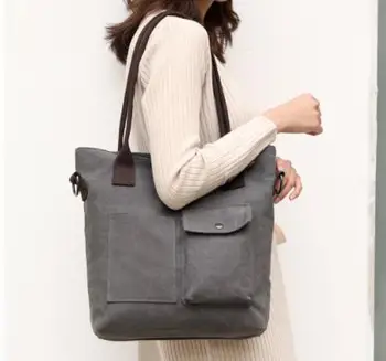 

Women's Medium Size Casual Cotton Canvas Tote Bag Shopping Bag Lady Handbag Shoulder Bag Beach Bag
