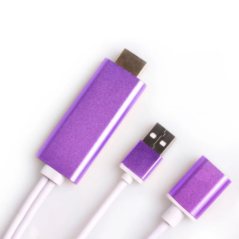 Purple HD синхронизация экраны кабель передачи цифровой HDMI медиа видеостример зеркальная линия IOS/Android USB Женский и HDMI в - Цвет: Purple