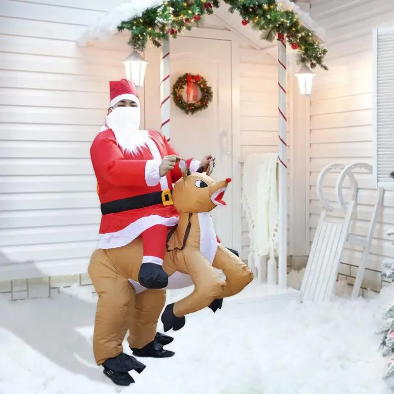 Рождественский костюм Санта-Клауса, надувной костюм Санта-Клауса, игрушка в виде оленя, комбинезон, реквизит, украшение для рождественской вечеринки