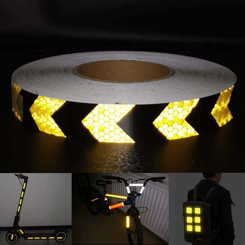 PET width25mm Safety Mark Reflective tape stickers car-styling Self Adhesive Warning Tape Automobiles Motorcycle Reflective Film