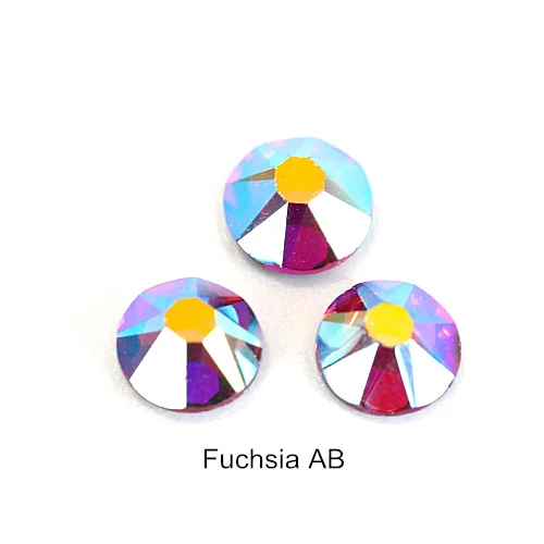 Fuchsia AB Высококачественные хрустальные стеклянные стразы для ногтей, стеклянные стразы с плоской задней поверхностью, много цветов, не Горячие Стразы 2088, 16 граней для дизайна ногтей E6666 - Цвет: Fuchsia AB