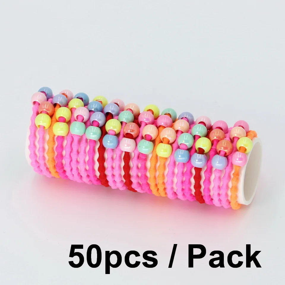 50pc Randomly Color Isnice/головной убор диаметром 30 мм, Корейская резинка радужного цвета для волос, резинки для волос, маленькие милые аксессуары для волос, украшение для волос для девочек - Цвет: 50pc Randomly Color