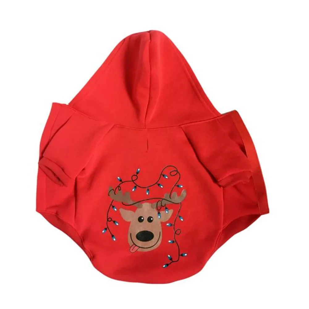 S/M/L/XL Тонкий щенок Рождественская одежда для собаки с шапкой костюм износоустойчивая одежда куртка с капюшоном Осень/Зима Honden Kledij#0808