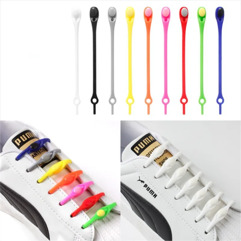 12pcs Silicone Sports Shoelaces Round Elastic Shoe Laces No Tie
