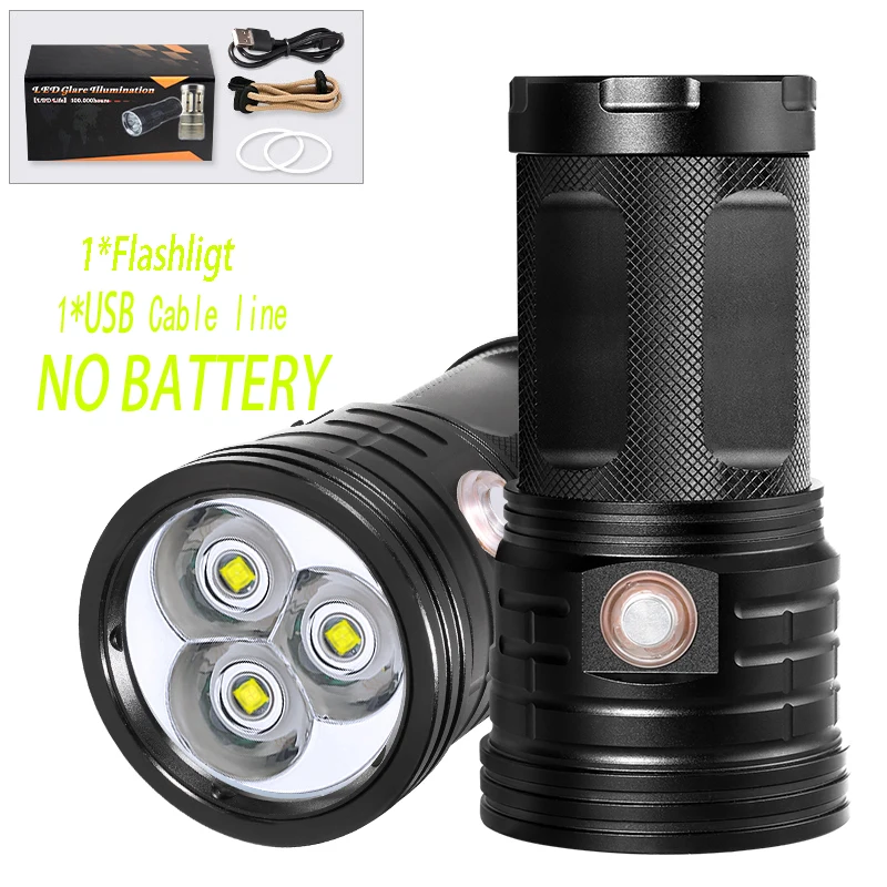 vintage flashlights 2021 Super Bright XHP100.2 USB Rechargeable 6000mah LED Flashlight With input and output Waterproof Outdoor Camping  Climbing emergency flashlights Flashlights