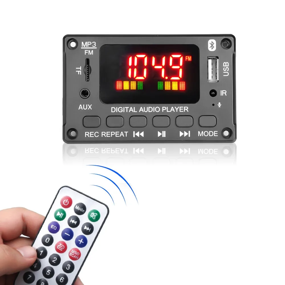 2*40W Amplifier MP3 Decoder Board 7V-26V Bluetooth 5.0 Car MP3 Player USB Recording Module FM AUX Radio For Speaker Hands-free