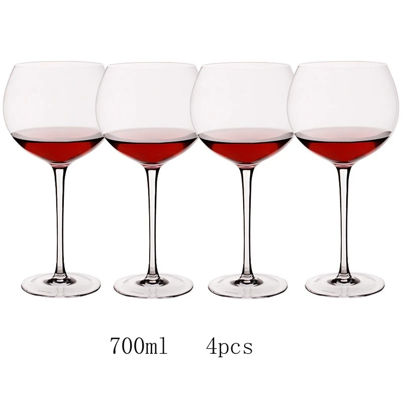 4pcs 700ml Европейский хрустальный стеклянный бокал для вина, бокал большой емкости, Коктейльная чашка, бордовый винный набор, вечерние бокалы для бара, отеля, посуда для напитков, свадебные подарки - Цвет: 4pcs 700ml