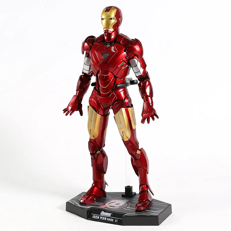 Мстители Железный человек Mark VI MK6 Тони Старк 1/6 весы пластиковая фигурка героя модель игрушки с светодиодный светильник