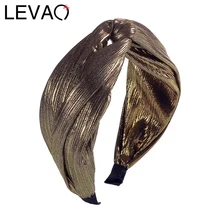 LEVAO Vintage Cloth Shiny Headband Cross Hairbands Black Bezel Turban Women Girls Hair Accessories Hair Hoop Headwear Fashion