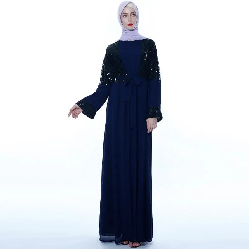 Abaya Дубайский мусульманский кардиган с блестками, женское Макси-платье, кафтан, мусульманская одежда, кимоно, арабское шифоновое платье с