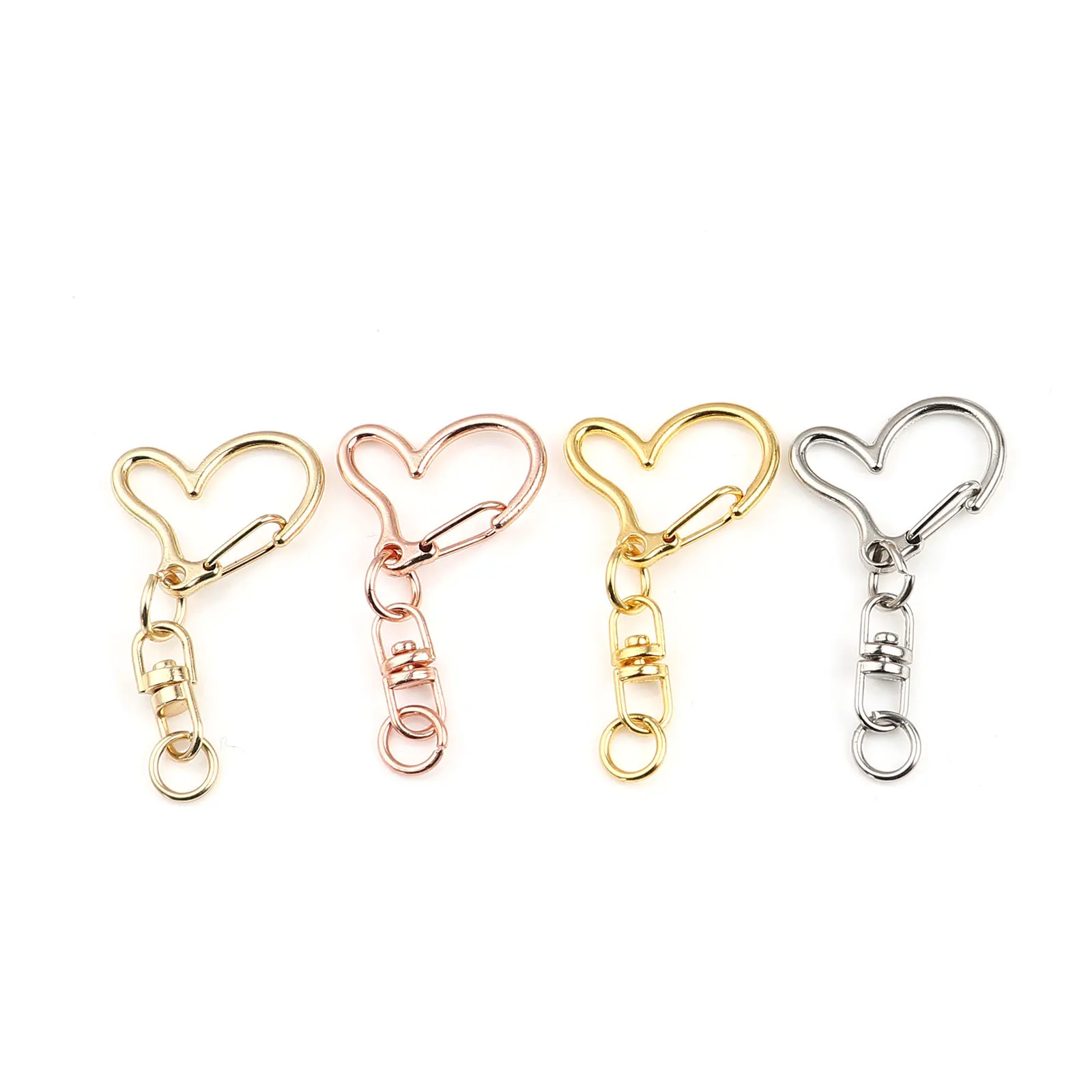 5pcs/lots Metal Heart Shape Keychain Lobster Clasps Hooks Key Chain Key  Rings Connector for Bag Belt Keychain Jewelry Findings
