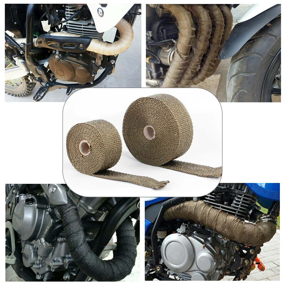 Exhaust Thermal Tape Fiberglass Heat Shield Motorcycle Wrap Protection Stainless 