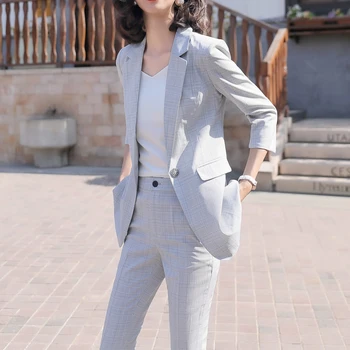 

Office Work Short/Pant Suits Women Suit Business Lady Uniform Female 2 Piece Set Blazer Pants Jacket Autumn Summer Large Size