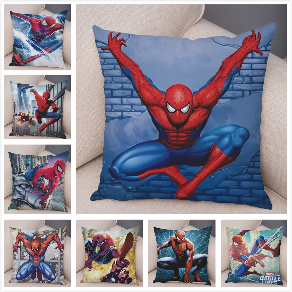 

Cartoon Marvel The Avengers Spider-man Pillow Case American Anime Spiderman Cushion Cover for Sofa Decor Throw Pillowcase