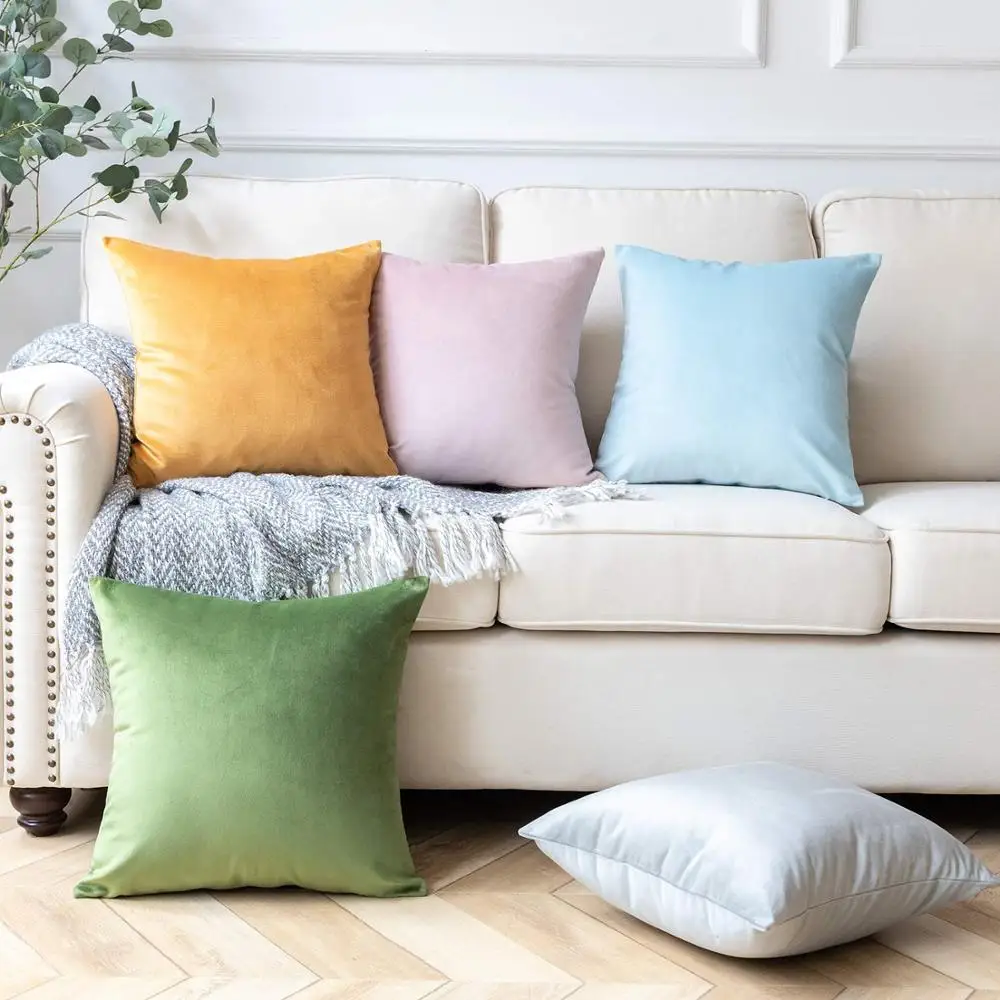 Microfine Velvet Cushion Cover Throw Pillow Covers Your Home Decoration Pillow Cases 45x45 Bed Decorative Cushions For Sofa Blue