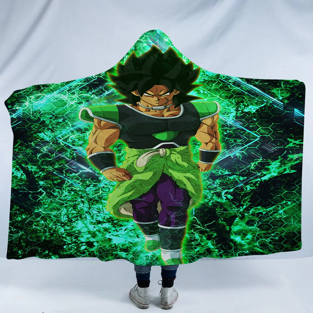 16 Новое поступление, Флисовое одеяло с капюшоном с 3D принтом Dragon Ball, зимнее теплое Коралловое Флисовое одеяло s для детей и взрослых - Цвет: 16