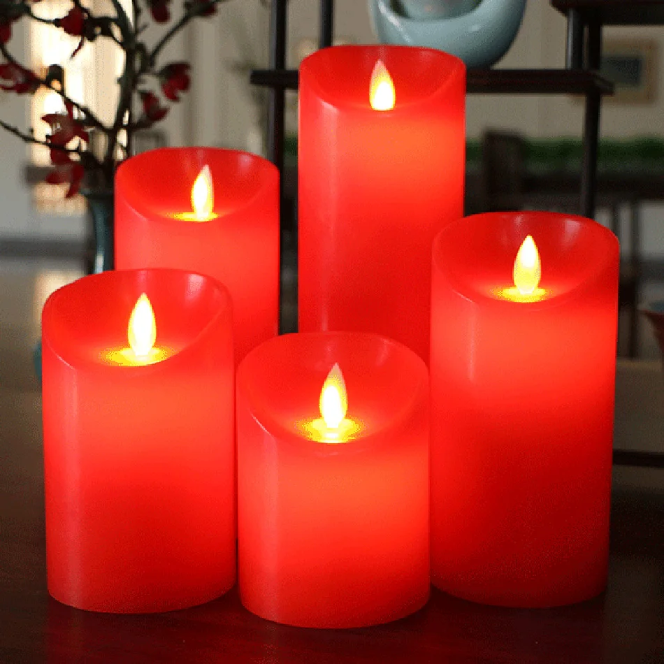 Танцующее пламя светодиодный красная свеча с дистанционным управлением, восковая свеча для украшения холиай, рождественская свеча/бар, настольная лампа для отелей