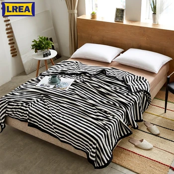 

LREA FASHION плед black and white striped blanket throw coral fleece blankets soft and modern safe skin