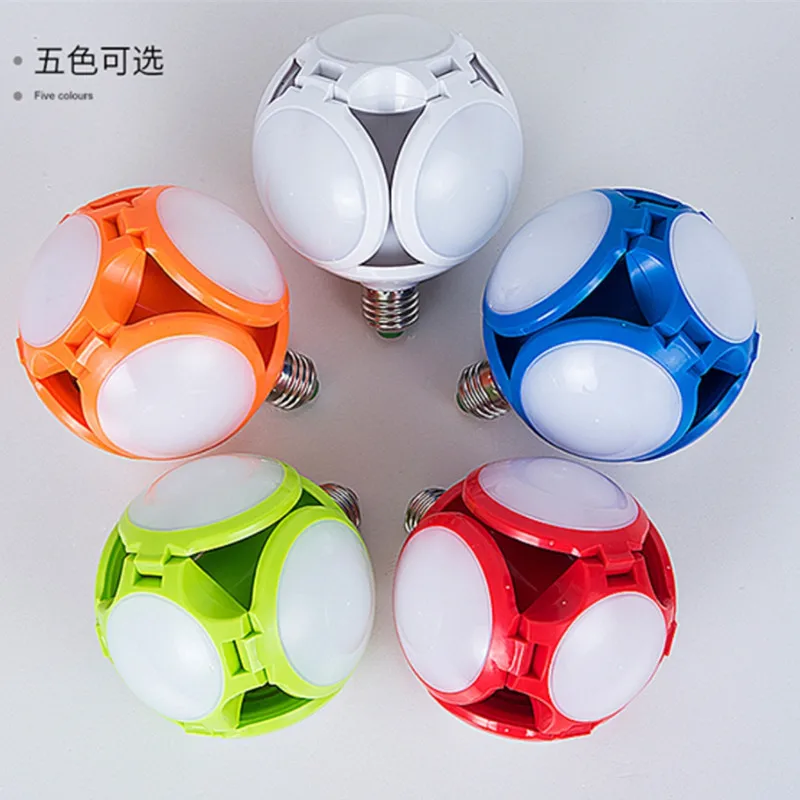 

LED Folding Football UFO Bulb 5 Leaf 30W Highlight Extendable Bulb Wide Voltage High Brightness Light Indoors Warehouse Decor