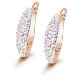 

MxGxFam Mirco Zircon Long V Shape Hoop Earrings For Women Mix Gold Color 18 k Fashion jewelry CZ AAA+ Nickel Free