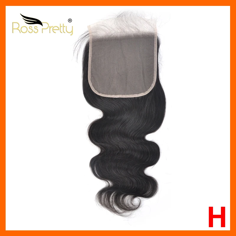 Ross pretty 6X6 Lace Closure Brazilian Body Wave Transparent Remy Human hair Bleached Knots Natural Hairline | Шиньоны и парики