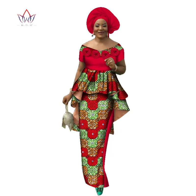 Летнее женское платье, комплект с юбкой, традиционный Африканский комплект из 2 предметов, Женский комплект одежды на заказ, топы+ горячая Распродажа юбок BRW WY2636 - Цвет: 13