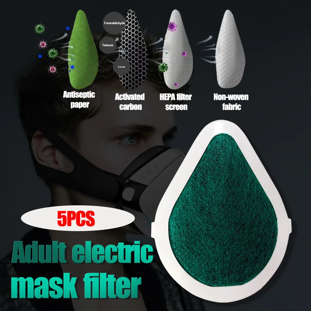 

5PCS Adult Deluxe Edition Smart Electric Mask filter chip Dustproof Formaldehyde Prevent Droplets Mascarillas Accessories