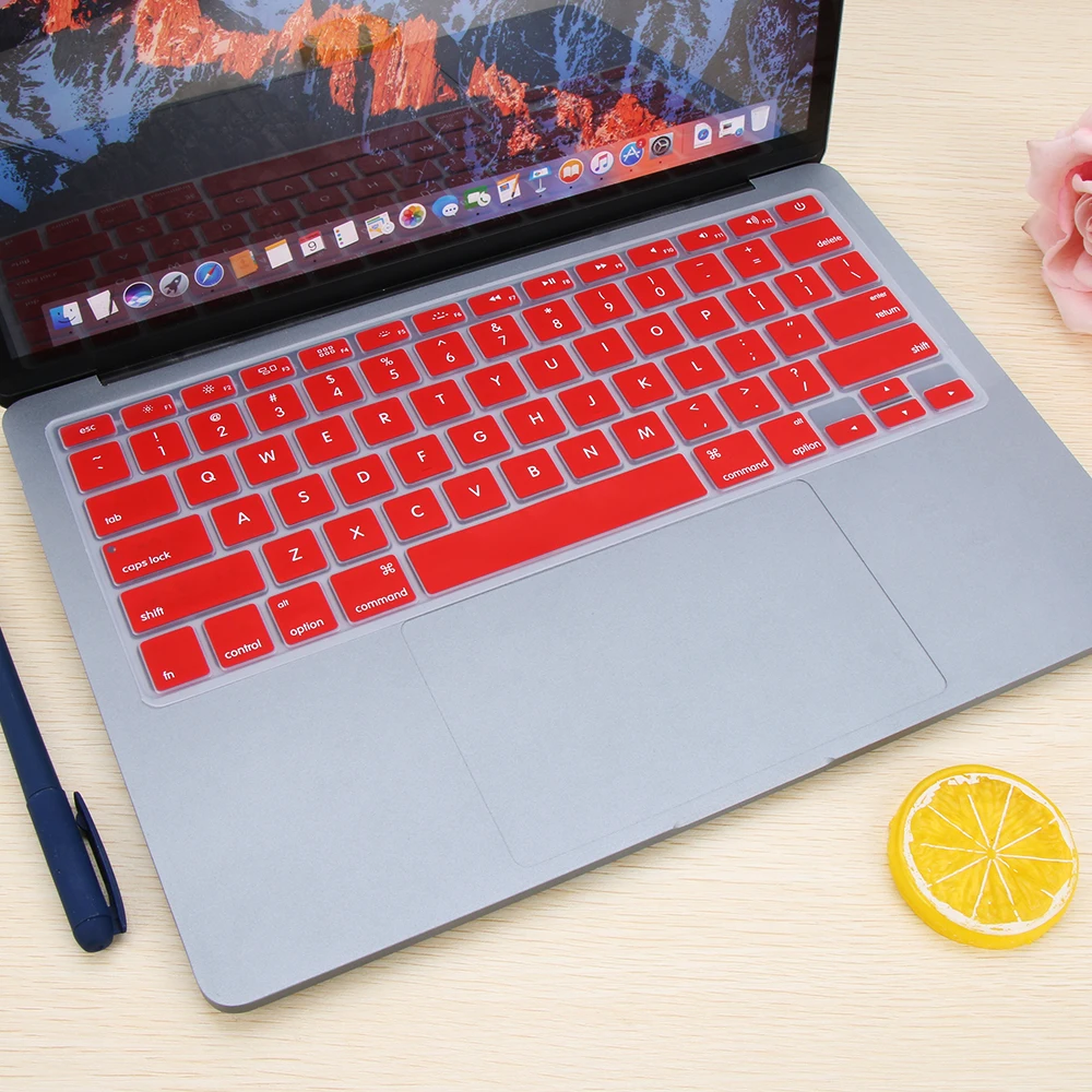 10 ярких цветов силиконовая наклейка на клавиатуру для Macbook Air 13 Pro 15 17 защитная