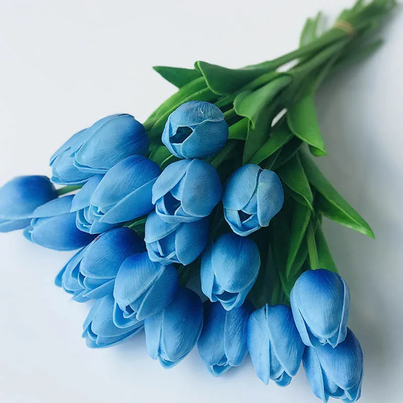 Blue 10 шт. свадебные фотографии тюльпаны Искусственные цветы несколько цветов тюльпаны Искусственные цветы мини ПУ тюльпаны искусственные цветы - Цвет: Blue