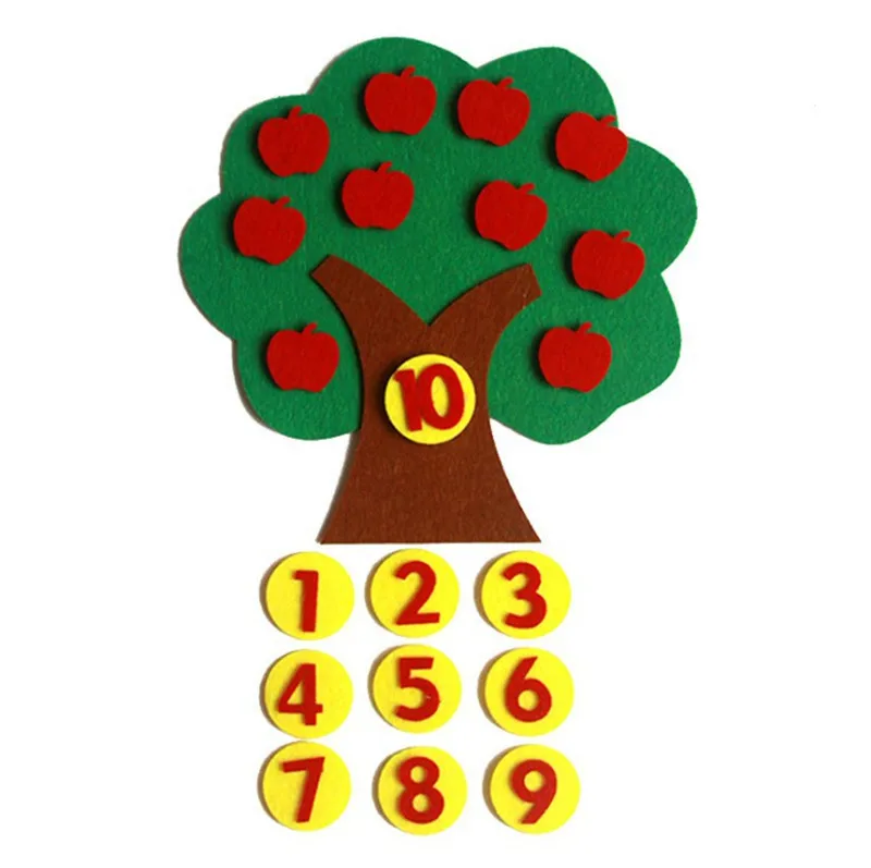 Монтессори математическая игрушка яблони учат детей развитие ума детский сад Diy ткань Развивающие Игрушки для раннего обучения