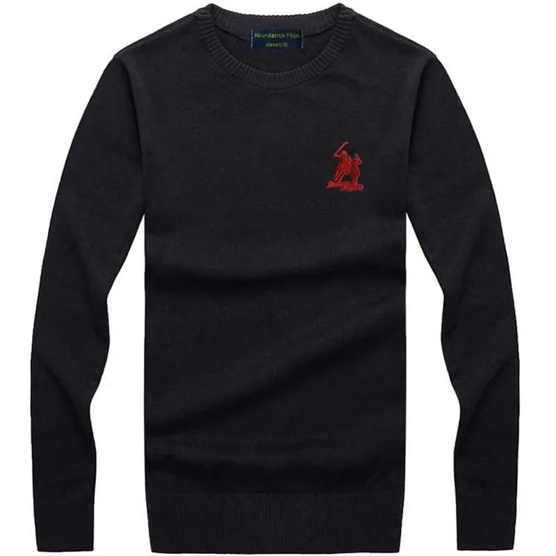 Предпродажа, зимний повседневный мужской большой свитер с лошадью, с круглым вырезом, в полоску, облегающая Вязанная одежда, мужские свитера, пуловеры, пуловер для мужчин - Цвет: Черный