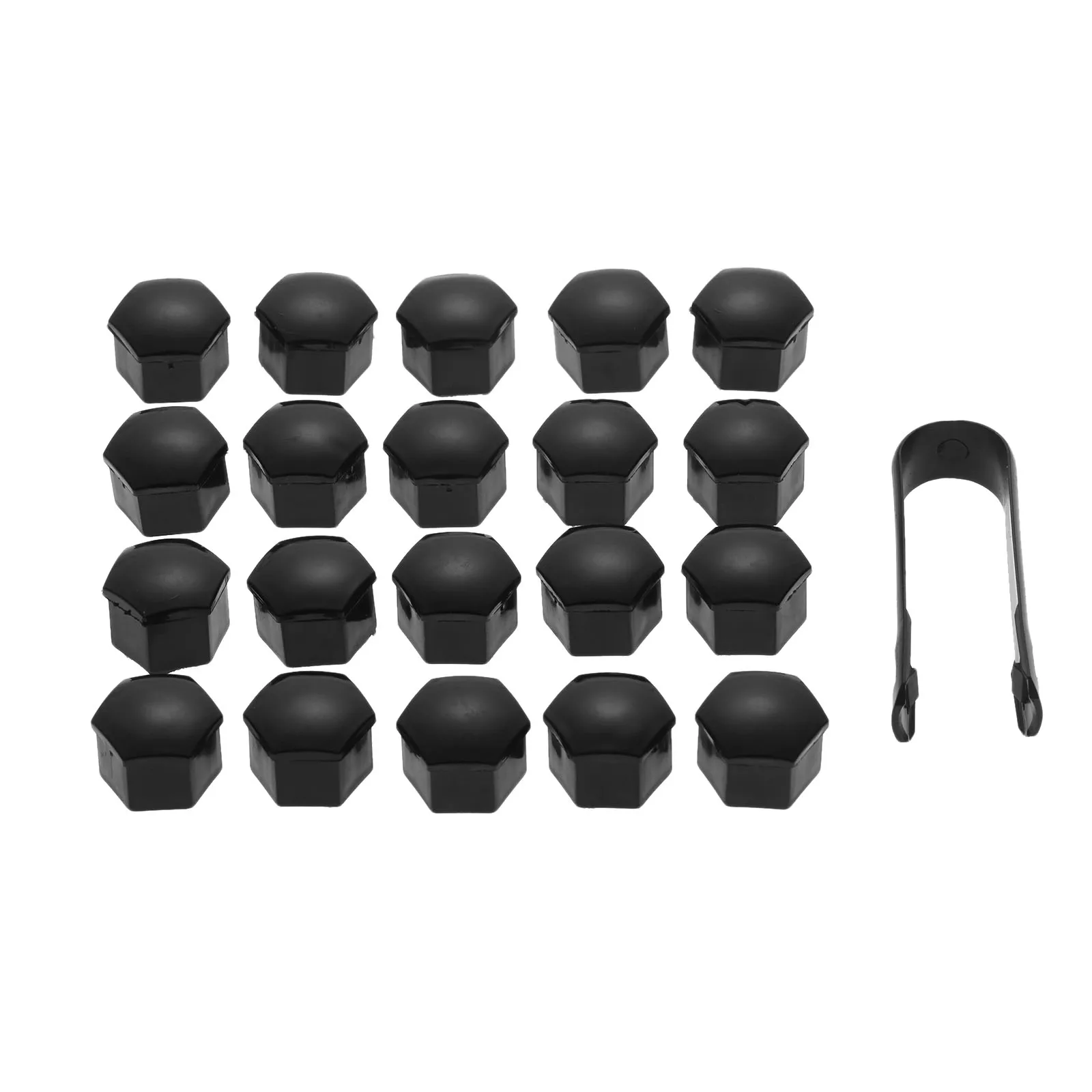 Yetaha 20Pcs Car Wheel Screw Covers 17 19 21mm Auto Tyre Nut Caps With Removal Tool Bolt Rims Special Socket Car Styling Black
