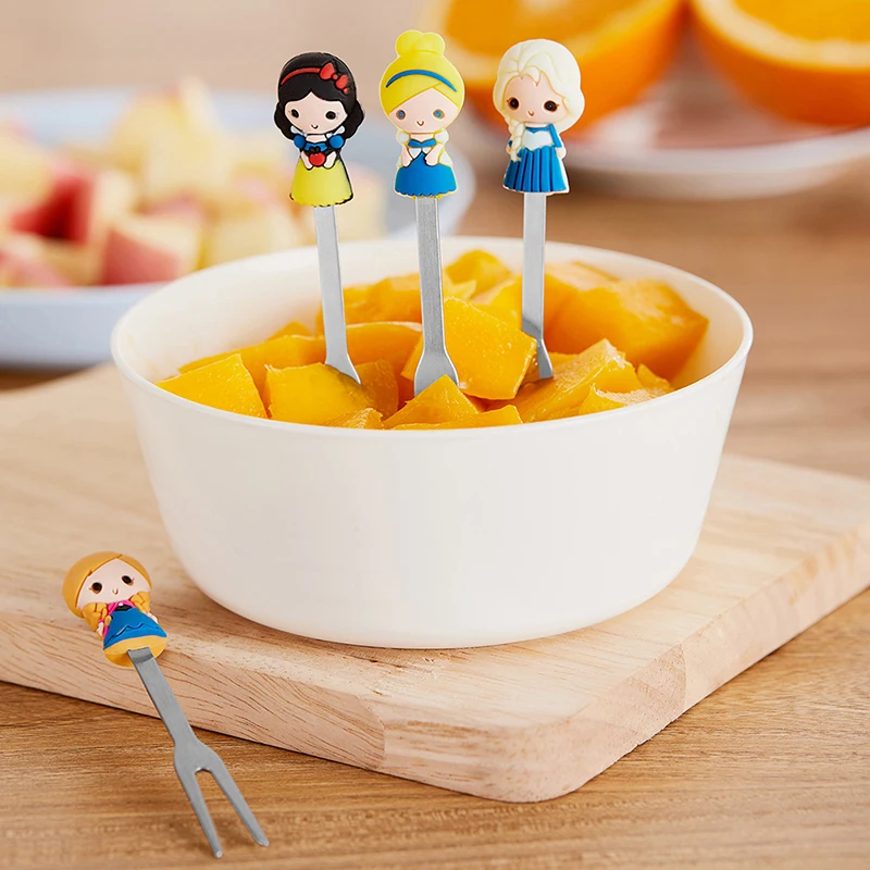 Cute Cartoon Princess Stainless Steel Dessert Fruit Forks 6pcs/Set With Holder Set