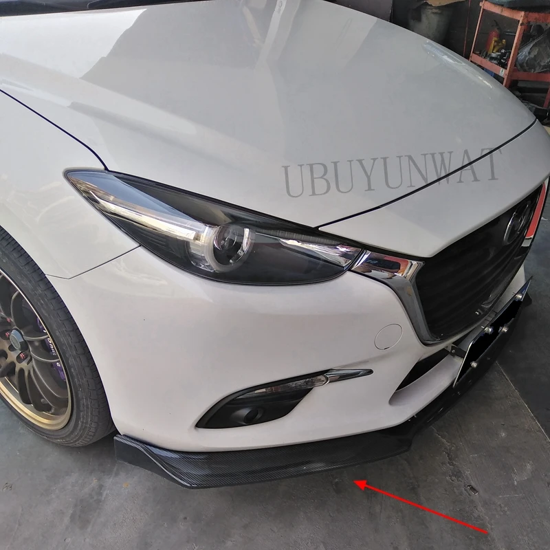 

UBUYUWANT New 3pcs Car Front Bumper Lip Splitter Diffuser Lip Body Kit Spoiler Bumpers Protector For Mazda3 Axela 2015-2018