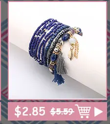 Ethnic Bohemian Tassel Beach Charm Bracelets For Women Boho Multilayer Beads Crystal Beaded Jewellery Bracelet Set Femme 2019